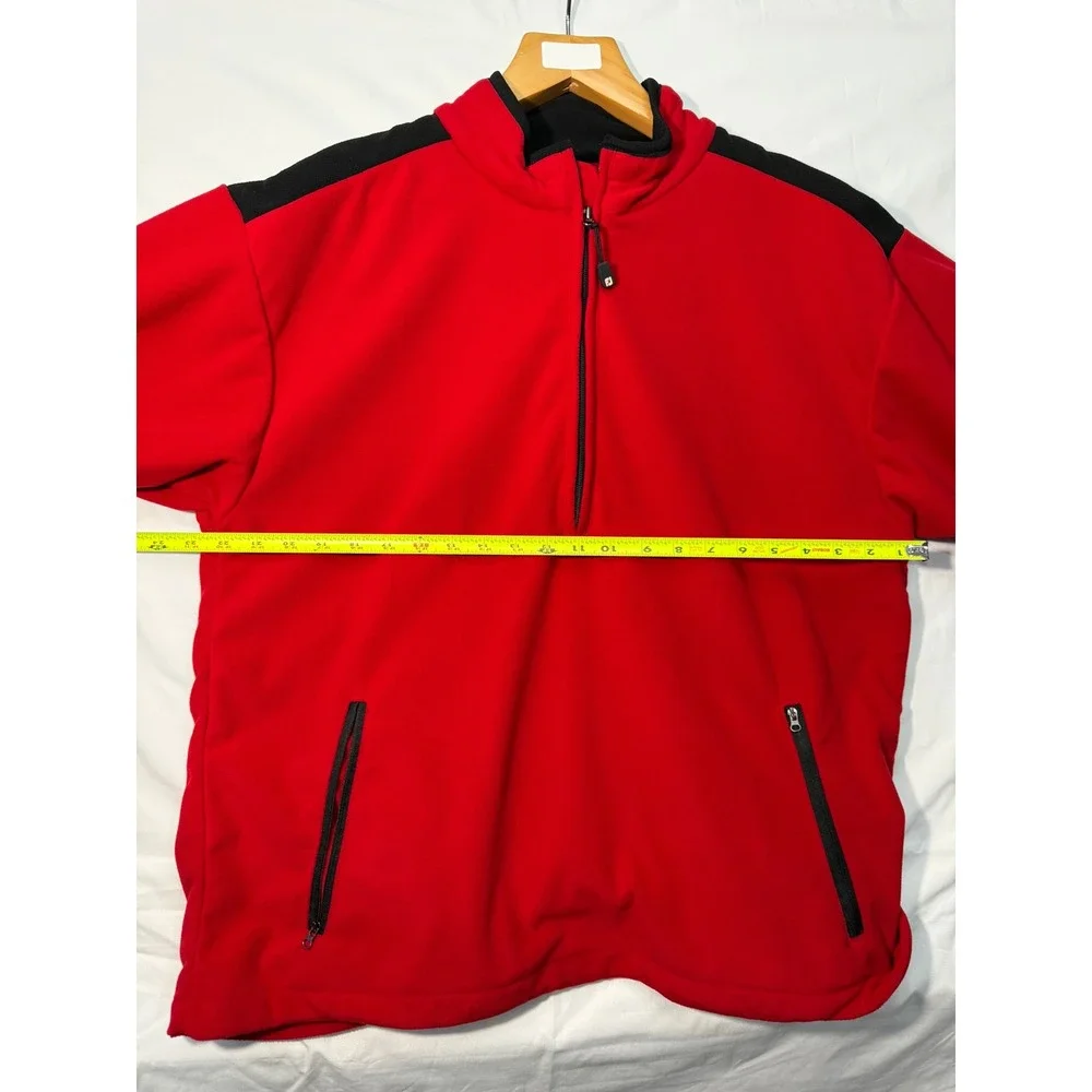 FootJoy DryJoys Red & Black Fleece Quarter-Zip Pullover – Men's Medium
